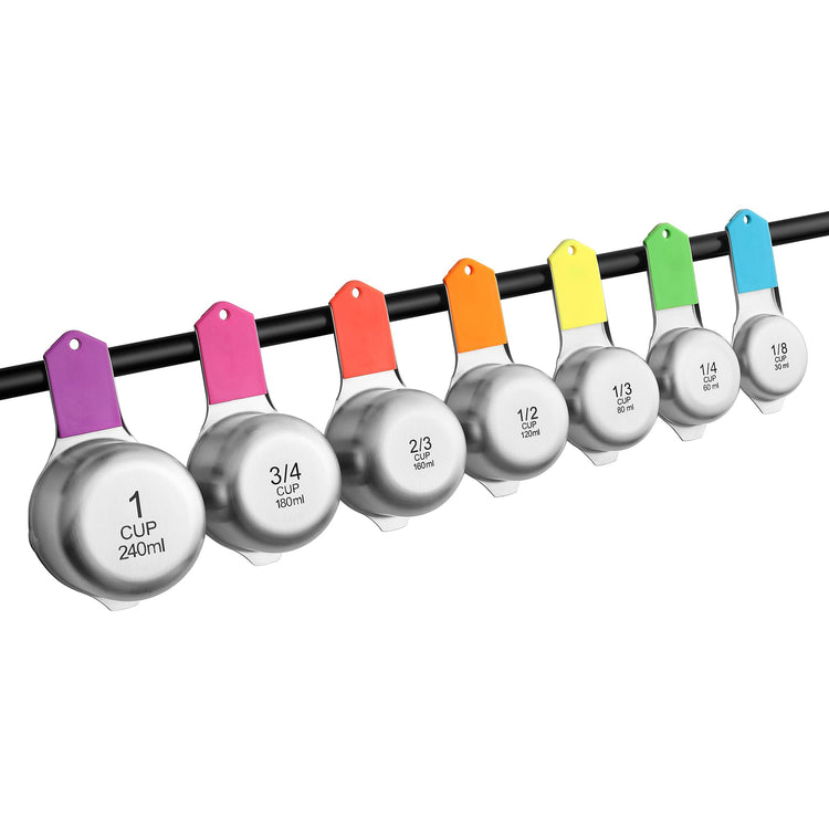 Magnetic Stainless Steel Measuring Cups Set of 7 Patented (7 Count)