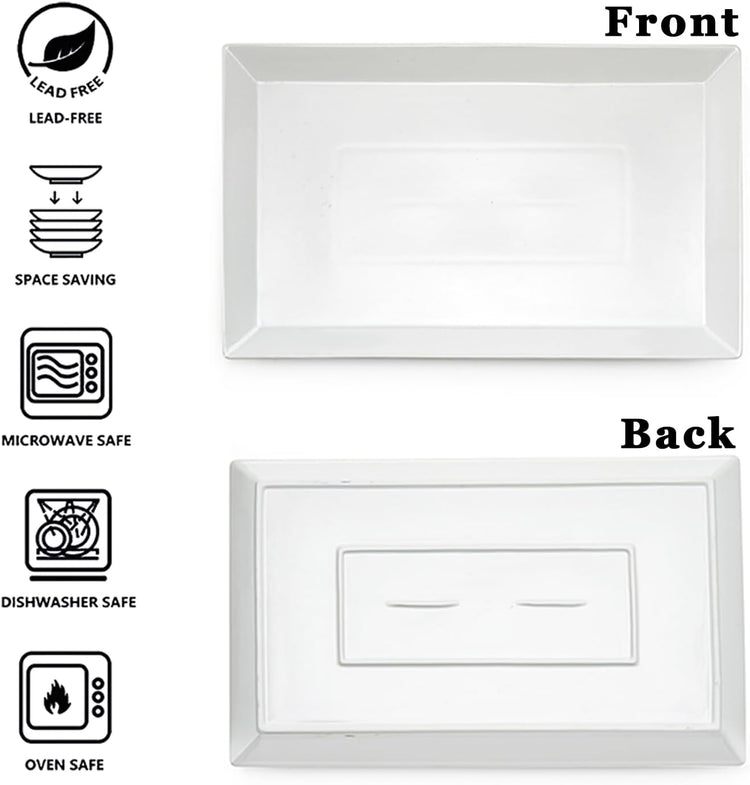MIECOO Large Serving Platters, 18.5" x 11.5" White Serving Trays Set, Rectangular Porcelain Plates for Party, Wedding, Birthday, Entertaining, Food, Appetizer, Fruit, Sushi, Dessert, Set of 2