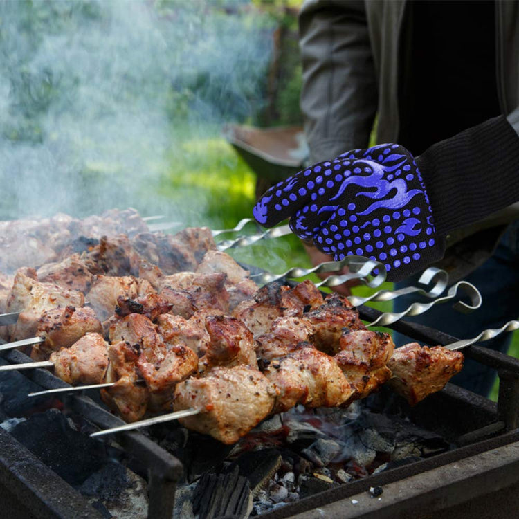 BBQ Gloves 1472 Degree F Heat Resistant Grilling Gloves Silicone Non (2 Count)