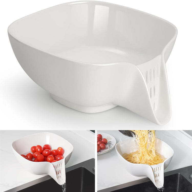 Multifunctional Ceramic Food Strainer with Integrated Drain Spout