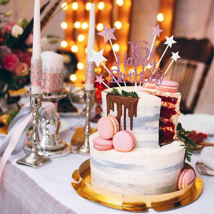 Rose Gold 16th Birthday Cake Topper (7 Count)