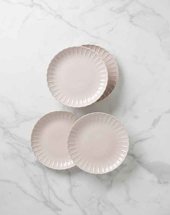 Lenox Dinnerware Set, French Perle Scallop Blush 12-Piece Set, Service For 4, Stoneware, Dishwasher Safe, Microwave Safe, Plates and Bowls sets, Dish Set, Plate Set, Home And Kitchen (Pink, 12 Piece)
