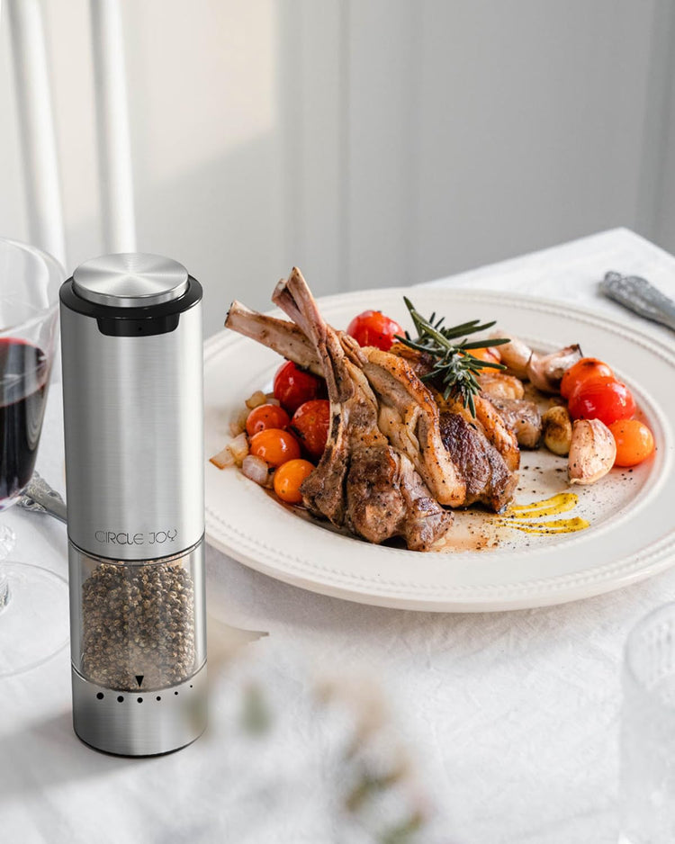 Rechargeable Electric Salt and Pepper Grinder Set with Base