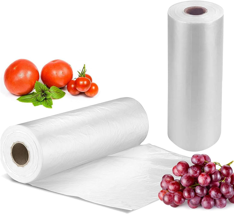 [4 Rolls] 12" X 20" Plastic Produce Bags on a Roll, Bread and Grocery Clear Bag, 350 Bags Per Roll