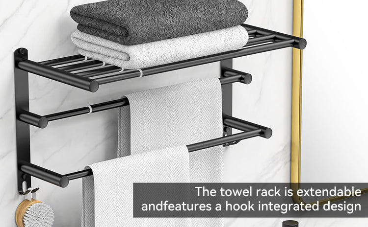 Black Adjustable Towel Bar for Bathroom Wall Mount17