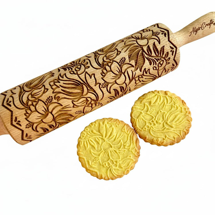 Embossing Rolling Pin BLOOMY with Floral Pattern