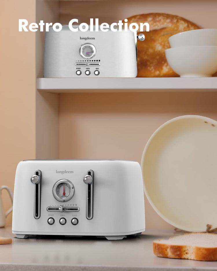 4 Slice Stainless Steel Toaster with 1.6" Wide Slots