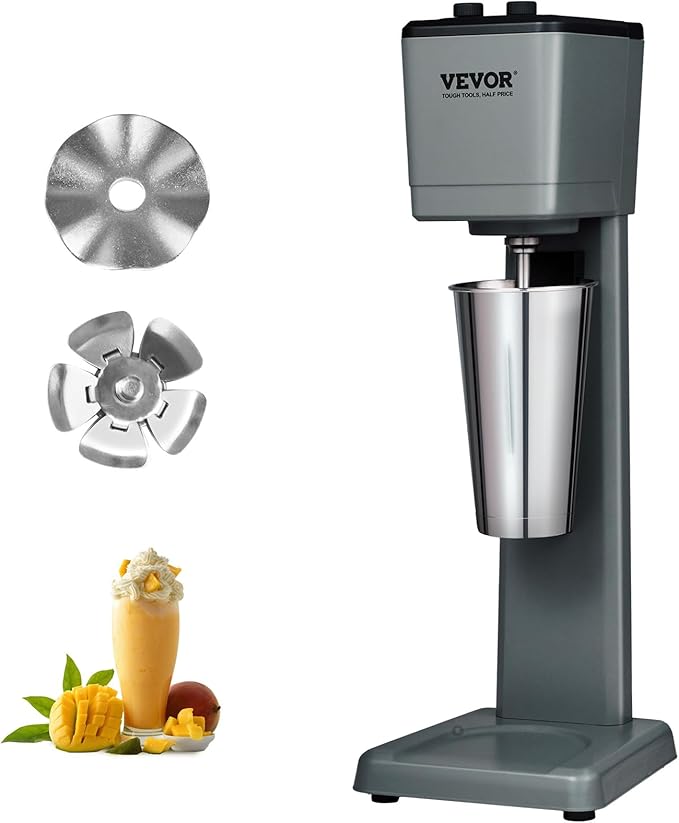 VEVOR Milkshake Maker Machine, 375W Commercial Milk Shake Maker Mixer, Single Head Drink Mixer Blender Machine, 3-Speed Milkshake Blender with 27.7oz Stainless Steel Cup for Commercial