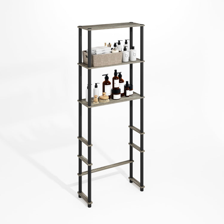 Turn-N-Tube Over The Toilet Storage, 3-Shelf Over The Toilet Organizer, Freestanding Space Saver Bathroom Shelf, for Bathroom Organizers and Storage, Grey Oak