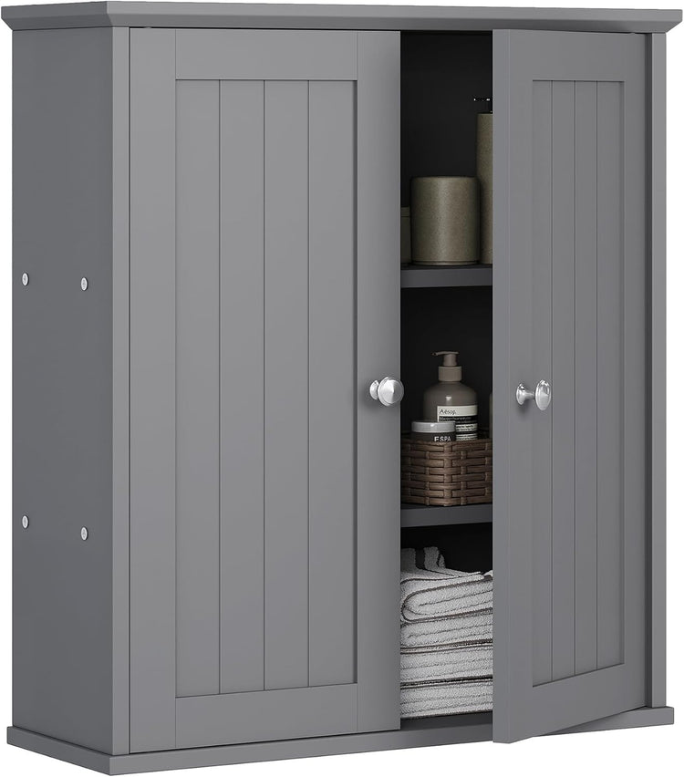 Meilocar Bathroom Wall Cabinet, Bathroom Cabinet Wall Mount, Over Toilet Space Saver Storage Cabinets Wall Mounted, Wood Medicine Cabinets with Doors, Grey