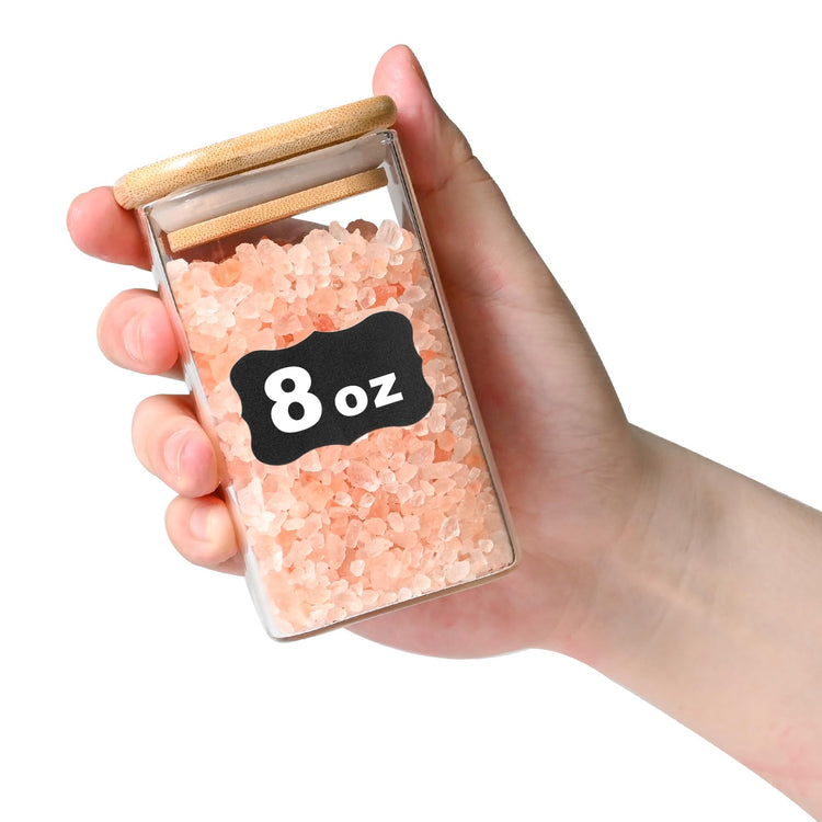 Glass Food Storage Jars Square 8oz (12 Count)