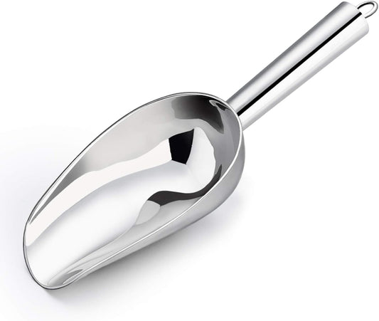 P&P CHEF Food Ice Scoop, Stainless Steel Scoop, Metal Candy Popcorn Flour Utility Scooper for Wedding Party Bar Kitchen Bath, Heavy Duty & Dishwasher Safe, (8oz, 1Pc)