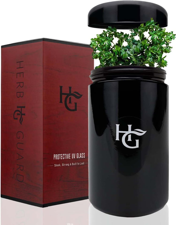 Herb Guard - 2 Oz Airtight Ultraviolet Jar (1 Liter) Keeps Herbs Fresh for Months