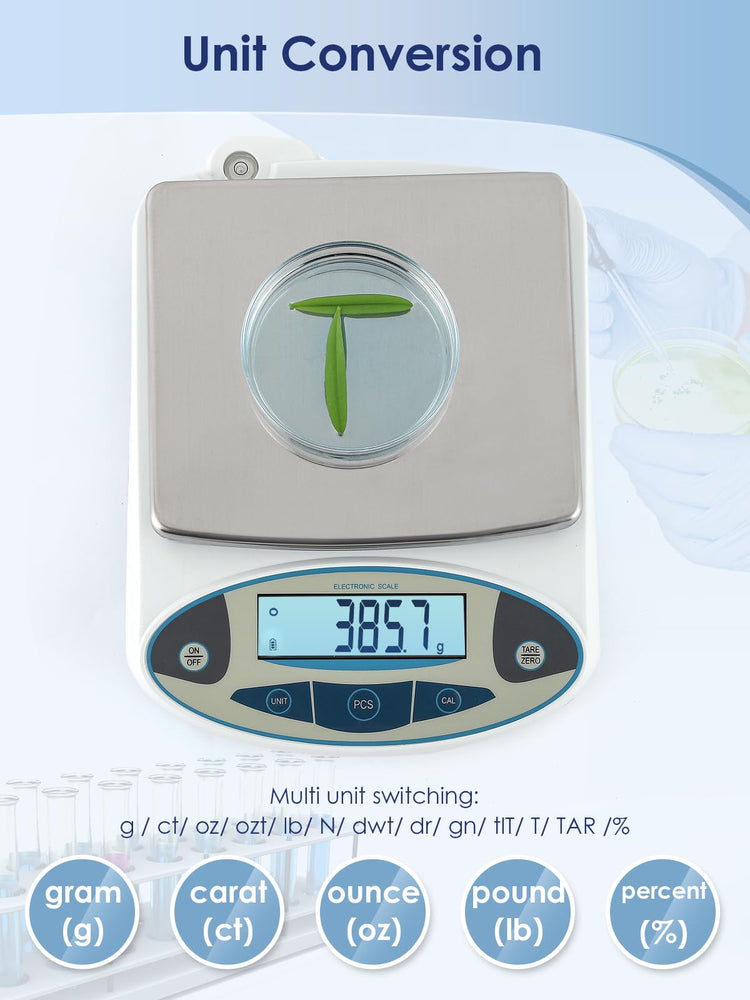 Lab Scale 5kgx0.1g Digital Precision Scale Electronic Balance Laboratory Weighing Industrial Scale Kitchen Counting Scale Scientific Scale Calibrated