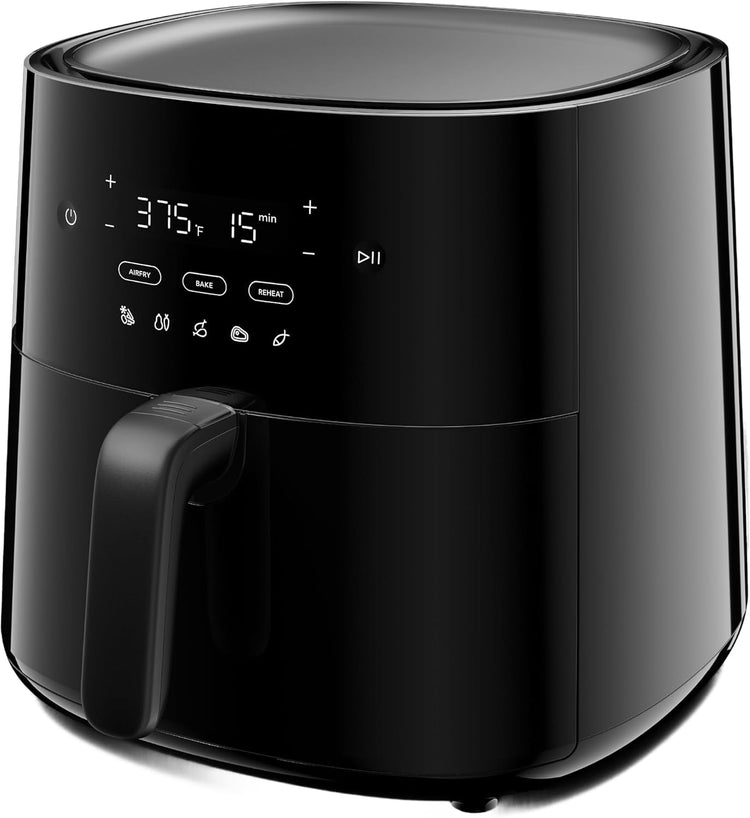 Frigidaire 3-in-1 Air Fryer, Large 5.3 QT Capacity, Digital Display, 3 Cooking Modes, 5 Recipe Presets, Automatic Shake Reminder, PFAS-Free Cooking Surfaces, Black