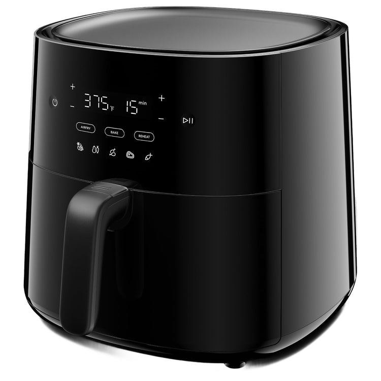 3-in-1 Air Fryer, Large 5.3 QT Capacity, Digital Display, 3 Cooking Modes, 5 Recipe Presets, Automatic Shake Reminder, PFAS-Free Cooking Surfaces, Black