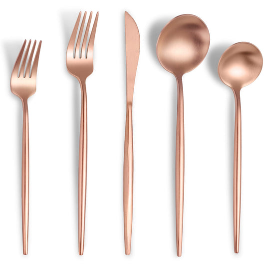 Matte Rose Gold Silverware Set for 4 (4 Count)