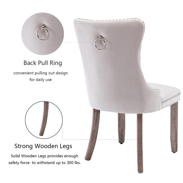 Beige Velvet Dining Chairs Set of 4 (4 Count)