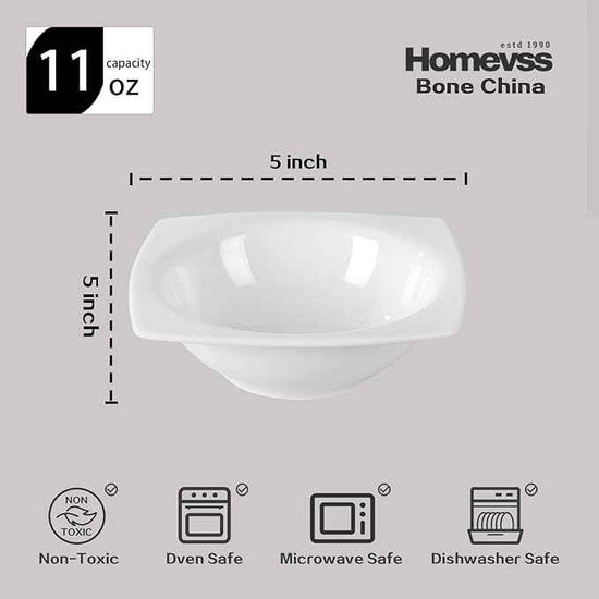 HomeVss, New Bone China Dinnerware Set, Rim Square Shape, 16pc Set