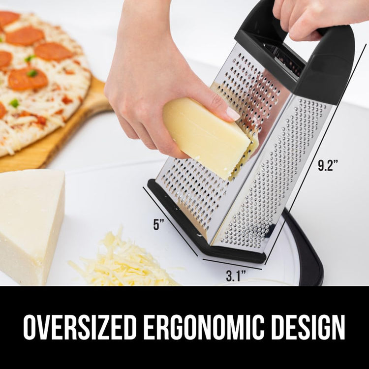 XL 4 Sided Stainless Steel Cheese Grater With Measurement Container