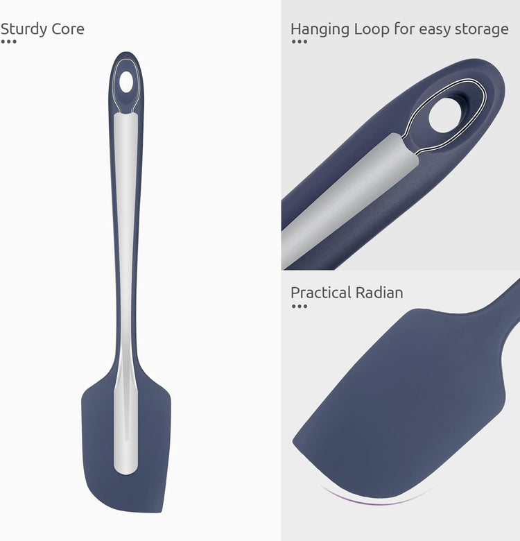 14in Extra Large Silicone Spatula: U-Taste 600ºF Heat Resistant Flexible Silicon Mixing Stirring Cooking Scraping Baking Bowl Scraper Seamless Spreader for Kitchen Nonstick Cookware (Midnight Blue)