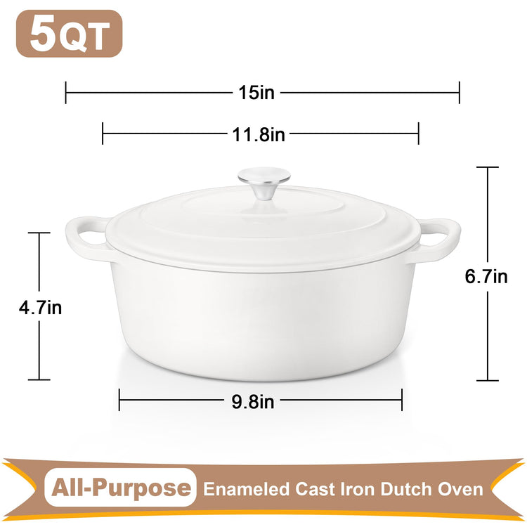 5QT Oval Dutch Oven Pot with Lid