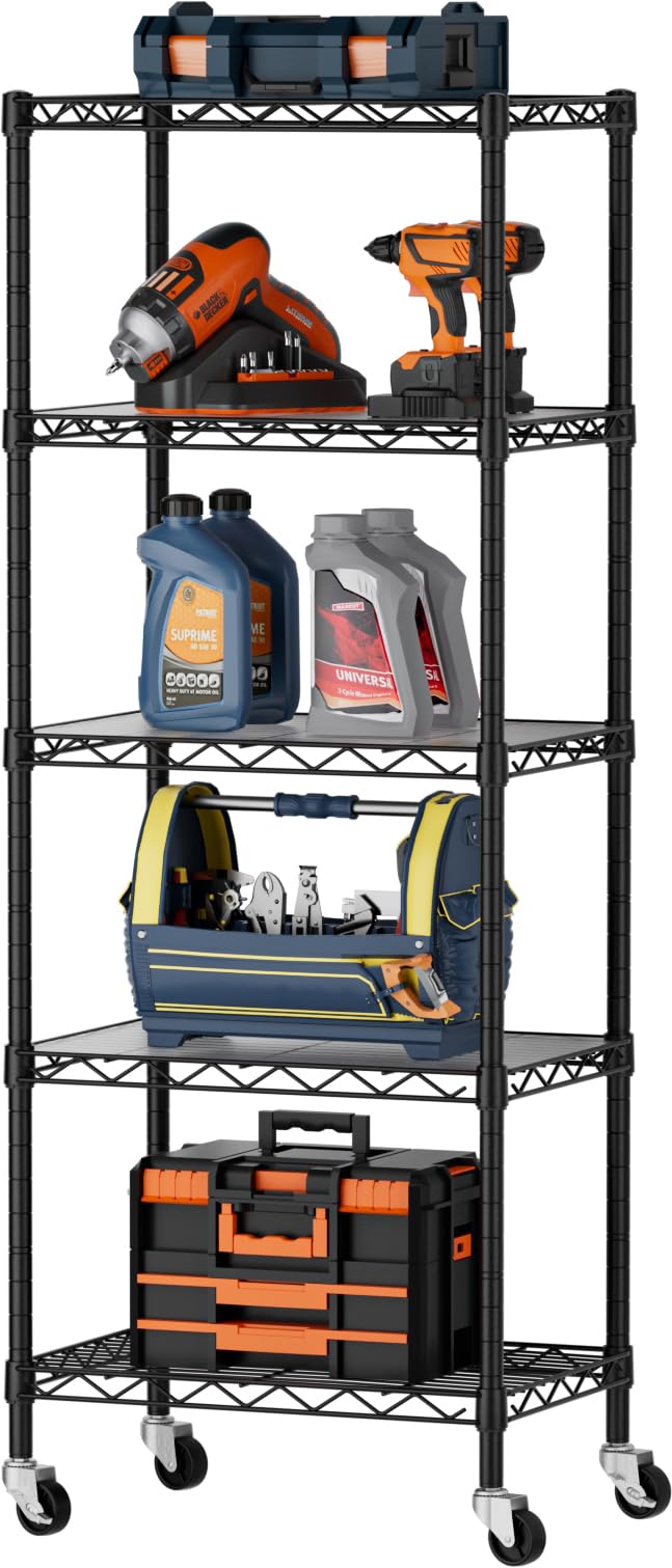 Small Wire 5 Adjustable Shelves Pantry Metal Shelf Floor Organizer