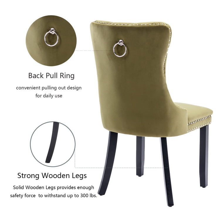 Olive Green Velvet Dining Chairs Set of 6 (6 Count)