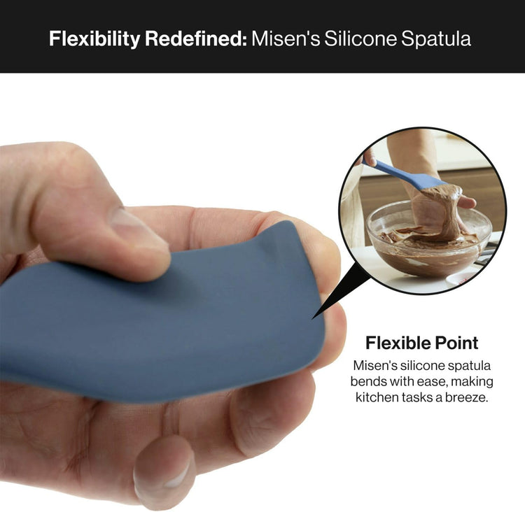 Misen Nonstick-Safe Silicone Spatula - Dishwasher Safe, Heat Resistant - Versatile Professional-Grade Kitchen Tool for Pancakes, Eggs, and Baking - Strong, Flexible, Durable Rubber Utensil - Blue