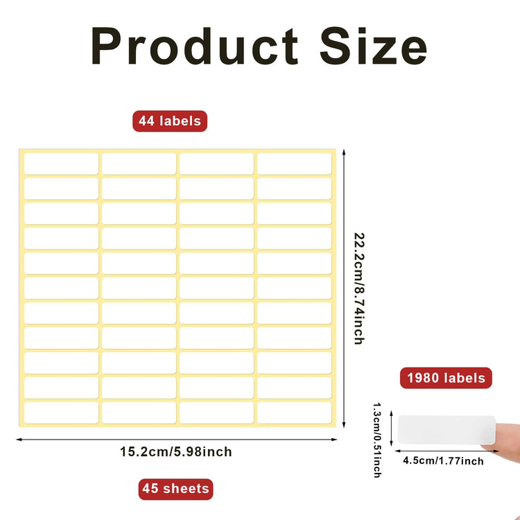 1980 Pcs Blank File Folder Labels 0.5x1.75 Inch Writable Name Tag Stickers White Name Filing Envelopes Label Stickers Small Address Labels for Office Document File Classification (1980 Count)
