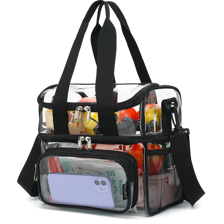 Clear Bag Double Decker Lunch Bag for Stadium Events Adult Large Transparent Tote for Men