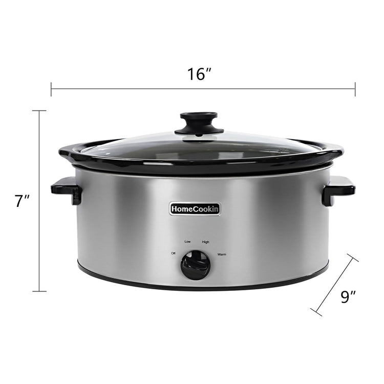 6 Quart Slow Cooker Oval Manual Pot Food Warmer with 3 Cooking Settings