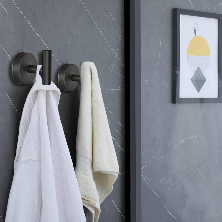 DGYB Large Suction Cup Hooks Black Stainless Steel Suction Shower Hooks for Loofah Set of 2 Towel Hook 11 Lb No Drill Hook for Bathroom