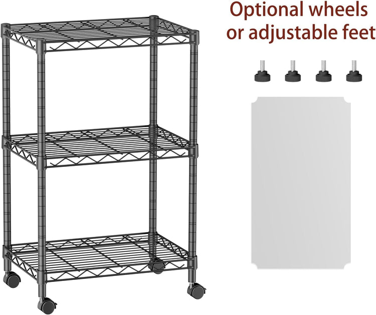 SINGAYE 3 Small Wire Shelves Kitchen Pantry Close Home Organizers and Storage Bathroom Shelf Laundry Room Organization Adjustable Book Metal Garage Shelving Unit