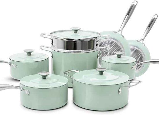 Nuwave Lux 13-Piece Premium Cookware Collection, Healthy G10 Duralon Blue Ceramic Nonstick, Ultra Durable, PFAS-Free, Lightweight & Works on All Cooktops