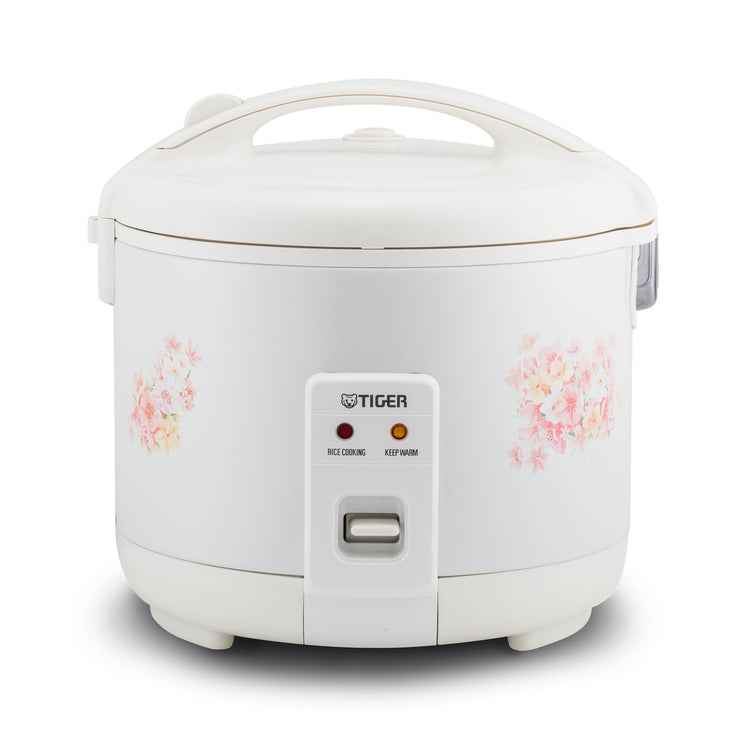 JNP-1500-LF 8 Cup Capacity White Rice Cooker with Non-Stick Inner Pot, Retractable Power Cord, and Keep Warm up to 12 hours (Flower)