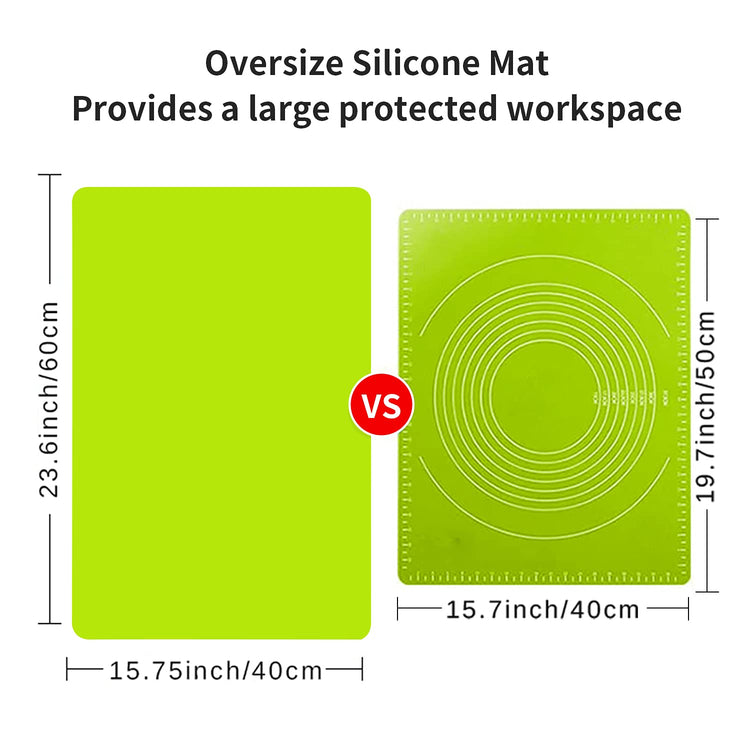 Extra Large Silicone Table Mat, Silicone Mat for Crafts Kids Dinner Placemat Desk Countertop Waterproof Protector Heat Insulation Kitchen Pastry Rolling Dough Pad Tool, Green (23.6x15.7 inches)