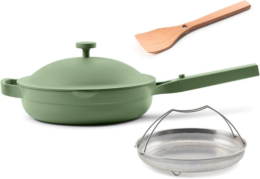 Our Place Always Pan 2.0-10.5” (2.6 Qt) Nonstick, Toxin-Free Ceramic Cookware | Patented 10-in-1 Aluminum Frying & Sauté Pan | Safe for Oven, Induction & All Cooktops up to 450°F | Sage - Nestoria