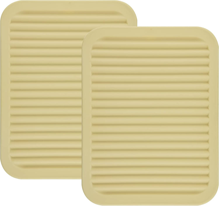 Smithcraft Silicone Trivets Mats for Hot Dishes and Hot Pots, Hot Pads for Countertops, Tables, Pot Holders, Spoon Rest Small Drying Mats Set of 2 Many Colors for Your Choose (Beige)