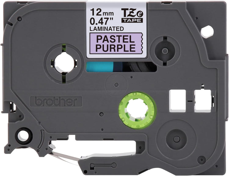 Brother Genuine P-Touch TZE-MQF31 Tape, 1/2" (0.47") Wide Standard Laminated Tape, Black on Pastel Purple, Laminated for Indoor or Outdoor Use, Water-Resistant, 0.47" x 26.2' (12mm x 8M), TZEMQF31