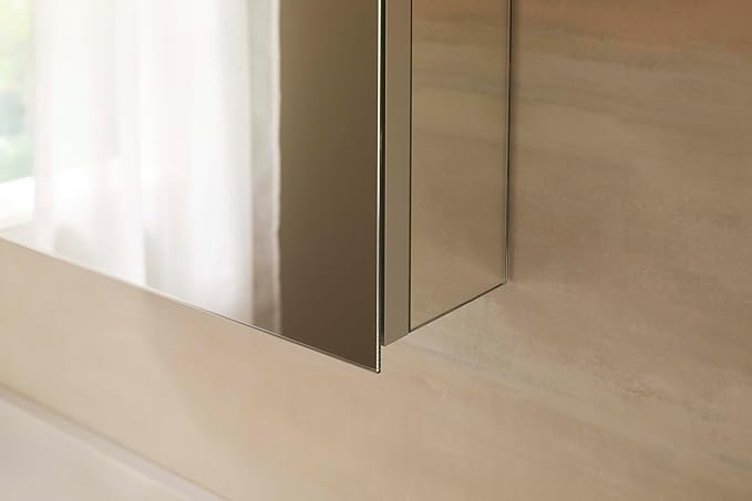 Kohler 55064-NA Embark Slim Medicine Cabinet Mirror, Adjustable Shelves with Mirrored Doors, 30 in. W x 26 in. H