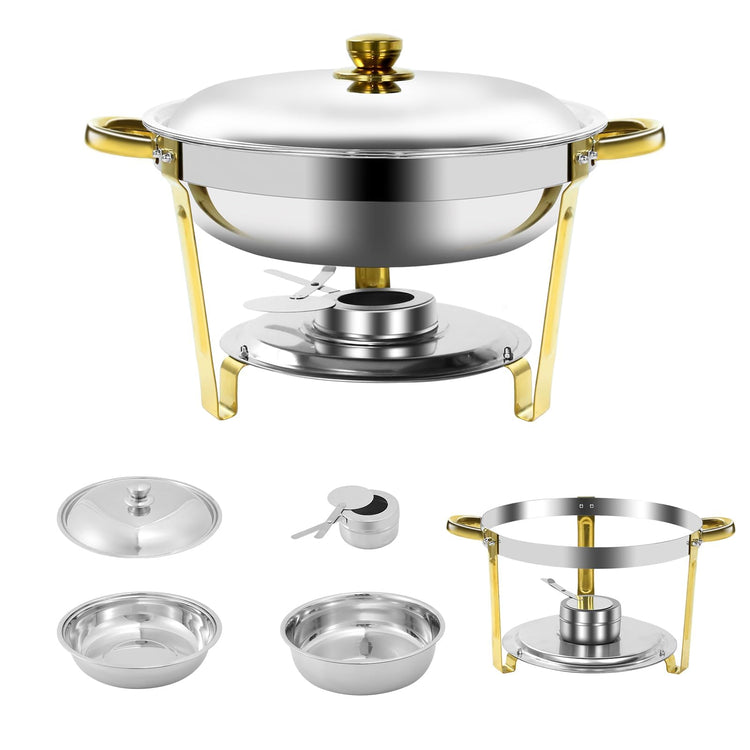 Gold & Silver Chafing Dishes for Buffet with Lid 5QT