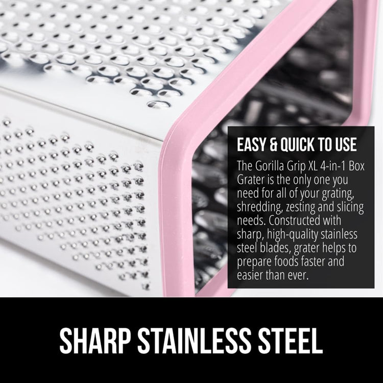 XL 4 Sided Stainless Steel Cheese Grater With Measurement Container