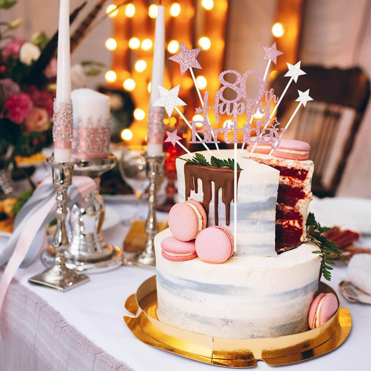 Rose Gold 80th Birthday Cake Topper (7 Count)