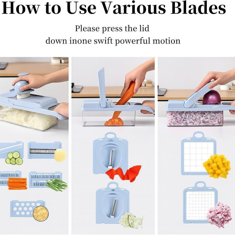 16-in-1 Vegetable Chopper, Mandoline Slicer and Food Processor - Kitchen Essentials for Effortless Food Prep - Includes Salad Spinner, Cheese Grater, Onion Chopper, French Fry Cutter, and More