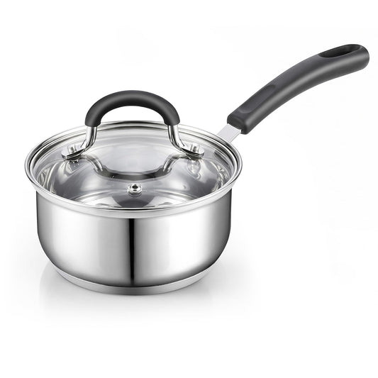Professional 2 Quart Stainless Steel Saucepan with Lid