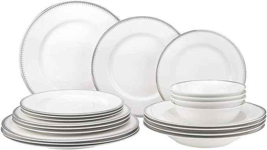 Euro Porcelain 57-pc Banquet Dinnerware Set, Luxury Bone China Tableware, Service for 8