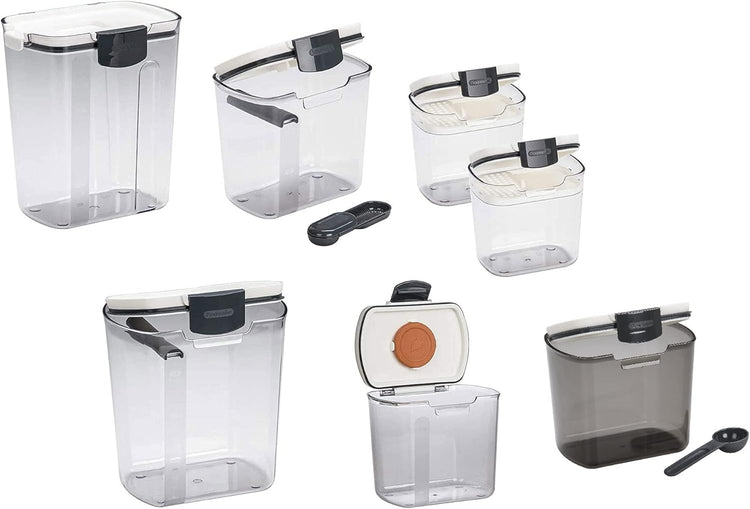 Progressive ProKeeper Baker's Airtight Kitchen Storage Canister Container Set for Flour, Sugar & More, Keeps Ingredients Fresh, with Accessories (Multicolor, 7- Piece)
