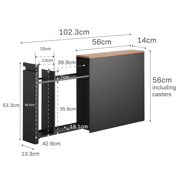 Home Pull Out Bathroom Storage Cabinet with Wood Top