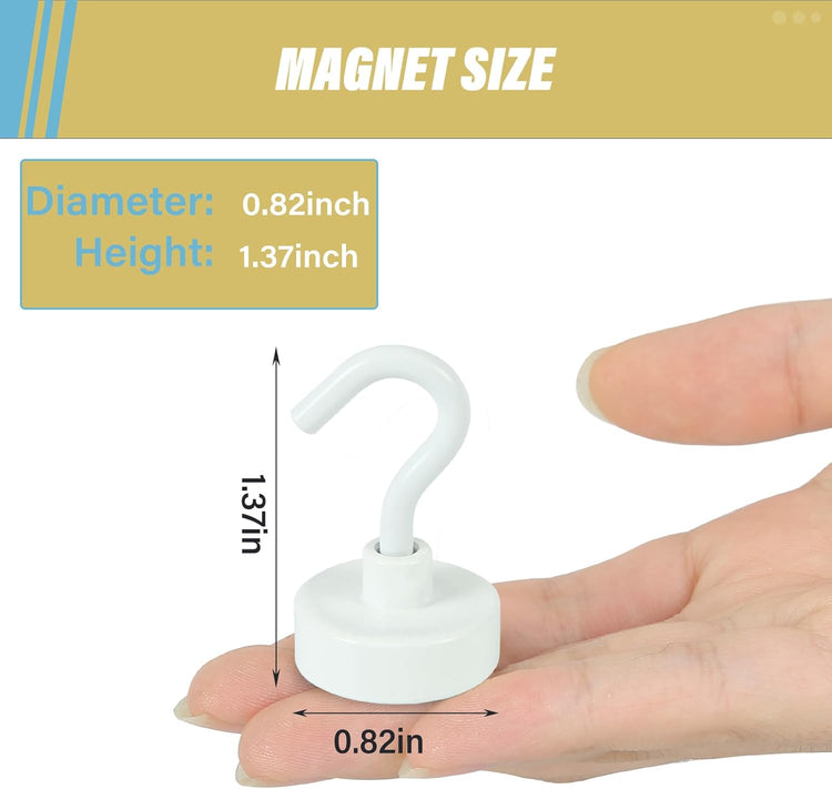 Neosmuk Magnetic Hooks,Heavy Duty Earth Magnets with Hook for Refrigerator, Extra Strong Cruise Hook for Hanging, Magnetic Hanger for Cabins, Grill (Creamy White, Pack of 10)
